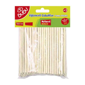 BU-BU EĞLENCELİ ÇUBUKLAR NATURAL 10X,03CM 24LÜ KÜT UÇ